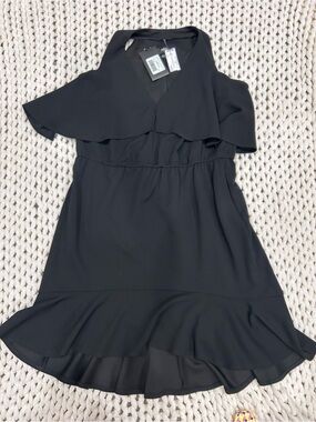 A.B.S BY ALLEN SCHWARTZ
 Black Ruffle-Hem Dress